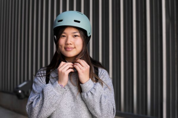 girl wearing helmet